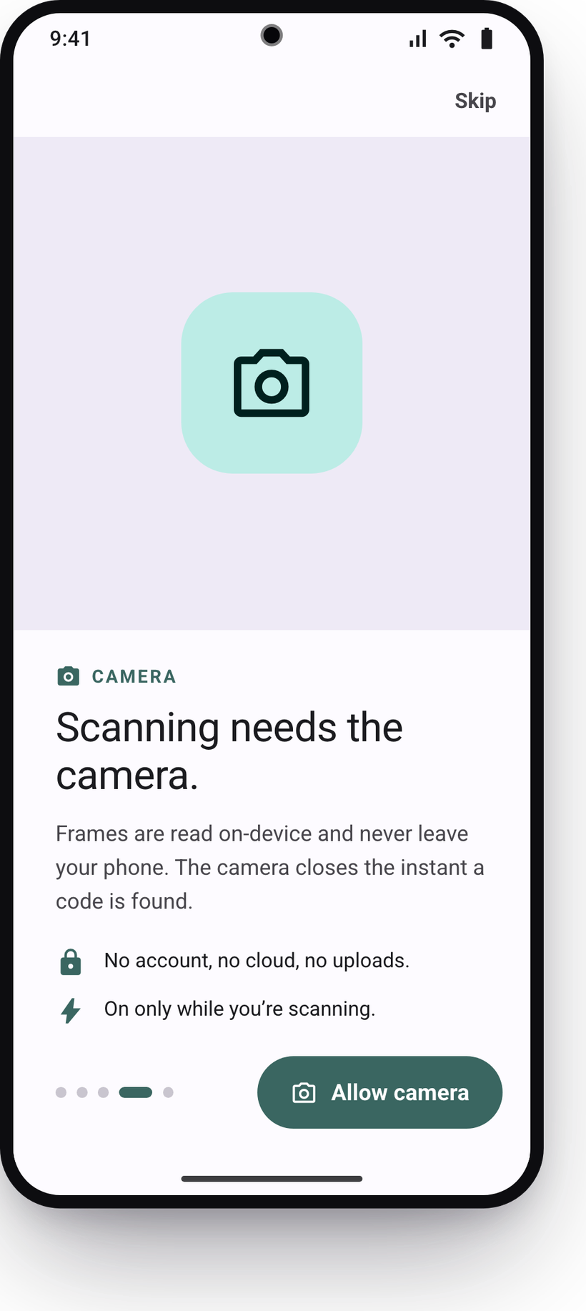The ReMatter camera screen scanning a Matter QR code